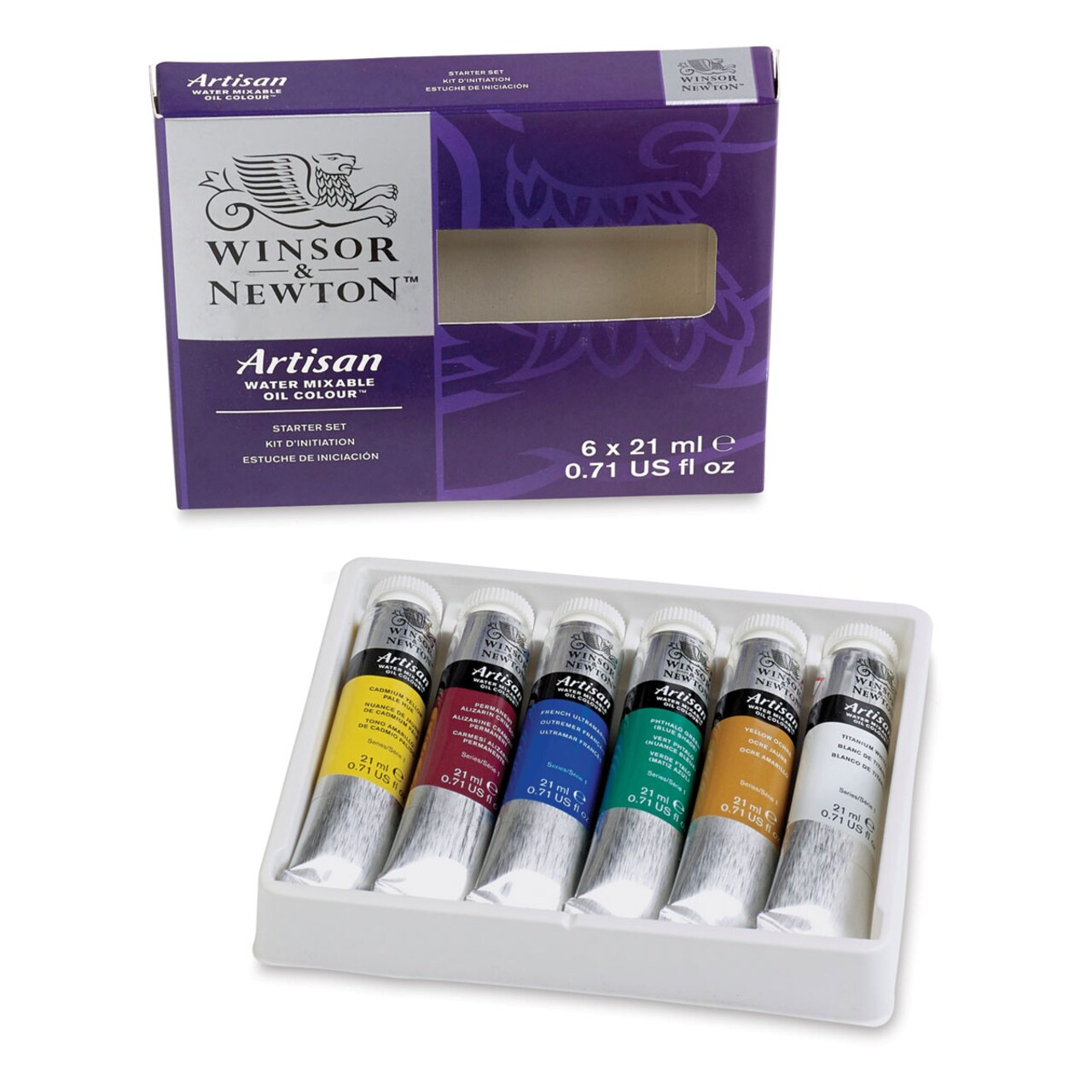 Winsor Newton Artisan Water Mixable Oil Paint Starter Set Set of 6 Colors 0.7 oz tubes